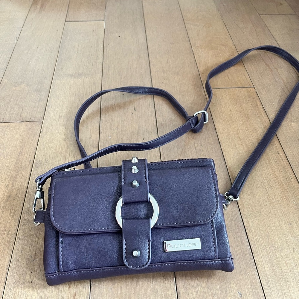 Pouches Elegant Purple Crossbody Bag with wrist strap